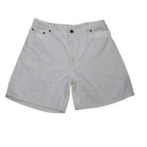 VTG Levi’s 550 Orange Tab Denim Shorts Sz 32 White 90s High Waisted Jorts